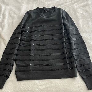 Ann Taylor Black Sequin Crewneck Sweater